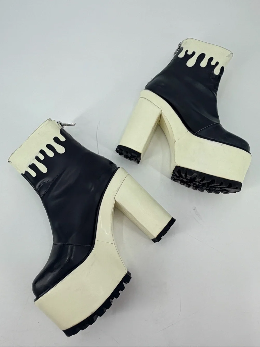 Current Mood Glow In The Dark Chunky Platform Rave Heels Lava Boots 7 FLAWS